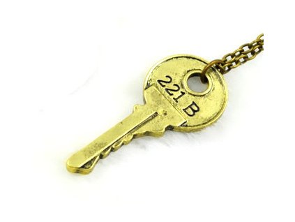 Náhrdelník Sherlock - Kľúč 221B zlatý