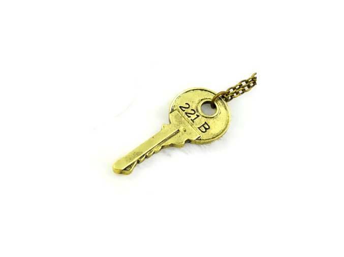 Náhrdelník Sherlock - Kľúč 221B zlatý