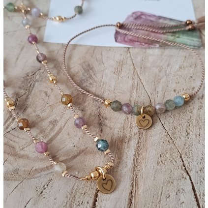 Set melounový turmalín náhrdelník náramek mystory 2