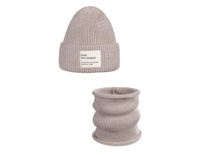 Čepice a nakrčník Merino BRIDGIT Béžová