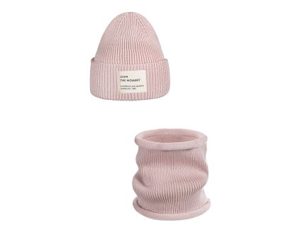 Čepice a nakrčník Merino BRIDGIT Růžová