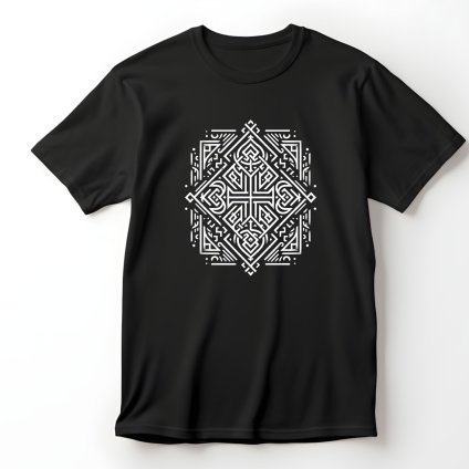 Mandala Posvátné rovnováhy, černé tričko