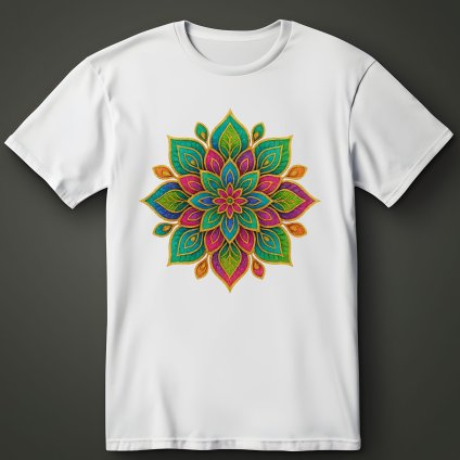 Mandala Listový Květ, bílé tričko