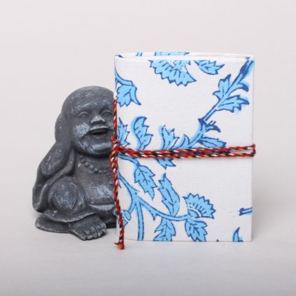 Zápisník na sny – Zahrada snů v modrém květu (ruční potisk, 7×10 cm)