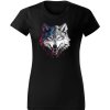 Vlčí hlava cenící zuby, černé tričko