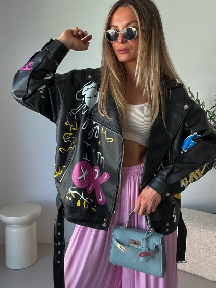 Biker bunda OFF s graffiti potiskem