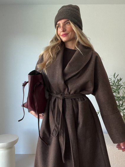 Hnědý oversize kabát STIEL