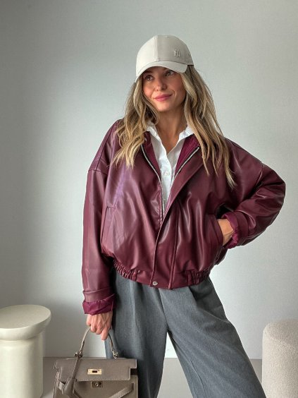 Koženková bomber bunda RED burgundy