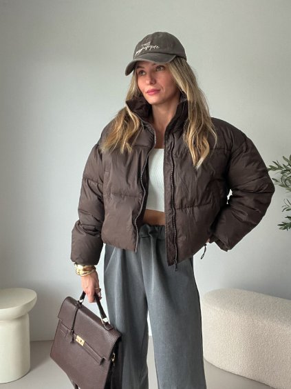 Hnědá zimní bunda PUFFER