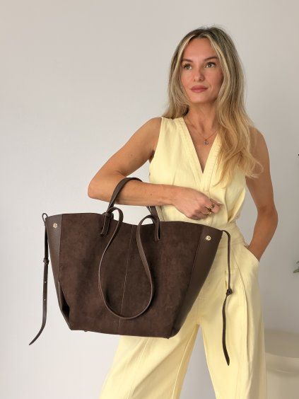 Velká semišová kabelka DENISSE čokoládová