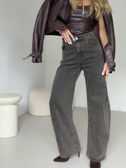 Hnědé barrel džíny RAFFAEL