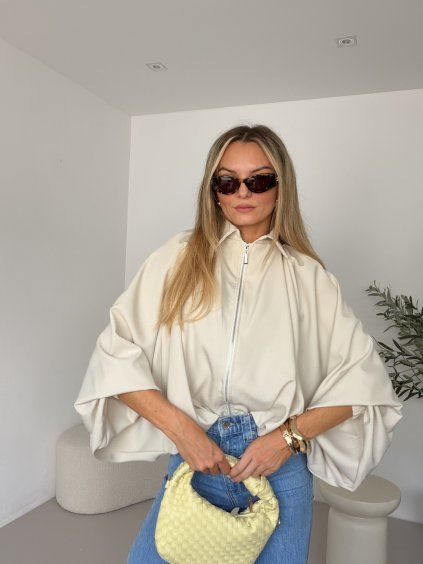 Oversize bunda FLOWY krémová