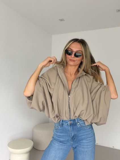 Oversize bunda FLOWY taupe