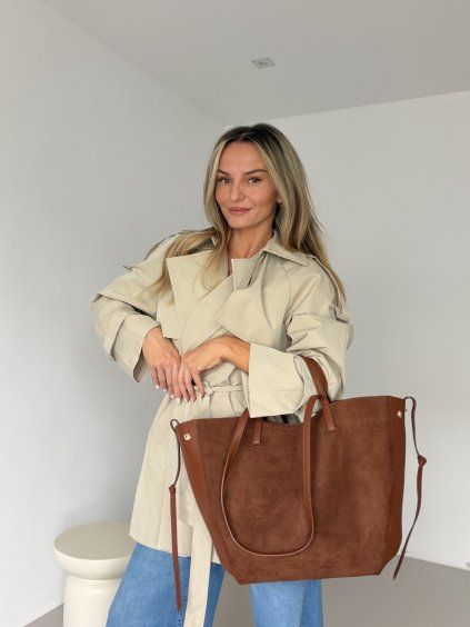 Velká semišová kabelka DENISSE hnědá