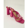 Růžové sandály na podpatku s vázáním