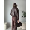 Elegantní hnědé kalhoty MAROON s širokými nohavicemi