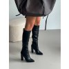 Vysoké černé kozačky BOTTINE na podpatku