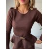 Elegantní pletený komplet TENERO hnědý
