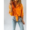 Crop košile BOW s uzlem - oranžová