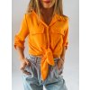 Crop košile BOW s uzlem - oranžová