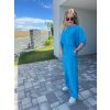 Modrý komplet FRANCISCO - volné kalhoty a crop top