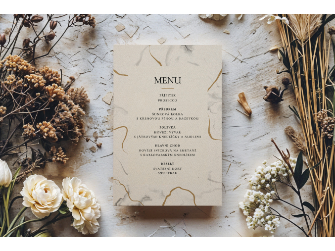 Papírové svatební MENU - A6 #9  Nejlepší doplněk na Vaší slavnostní tabuli