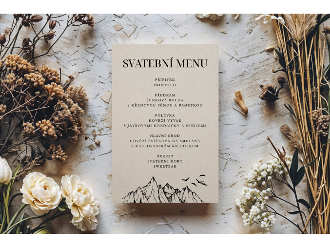 Papírové svatební MENU - A6 #13  Nejlepší doplněk na Vaší slavnostní tabuli