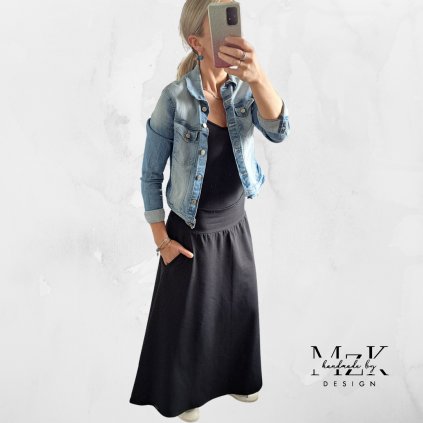 Dlouhá Áčková sukně - černá