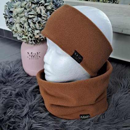 Fleecová čelenka - karamel