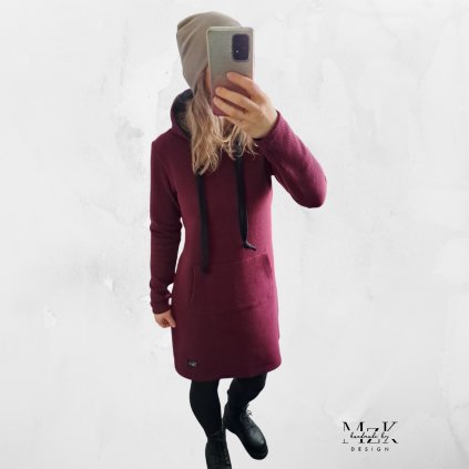 Mikinošaty s 3D efektem vínová