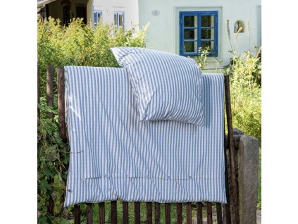 lozni povleceni svetle modry kanafas pruhy 0105