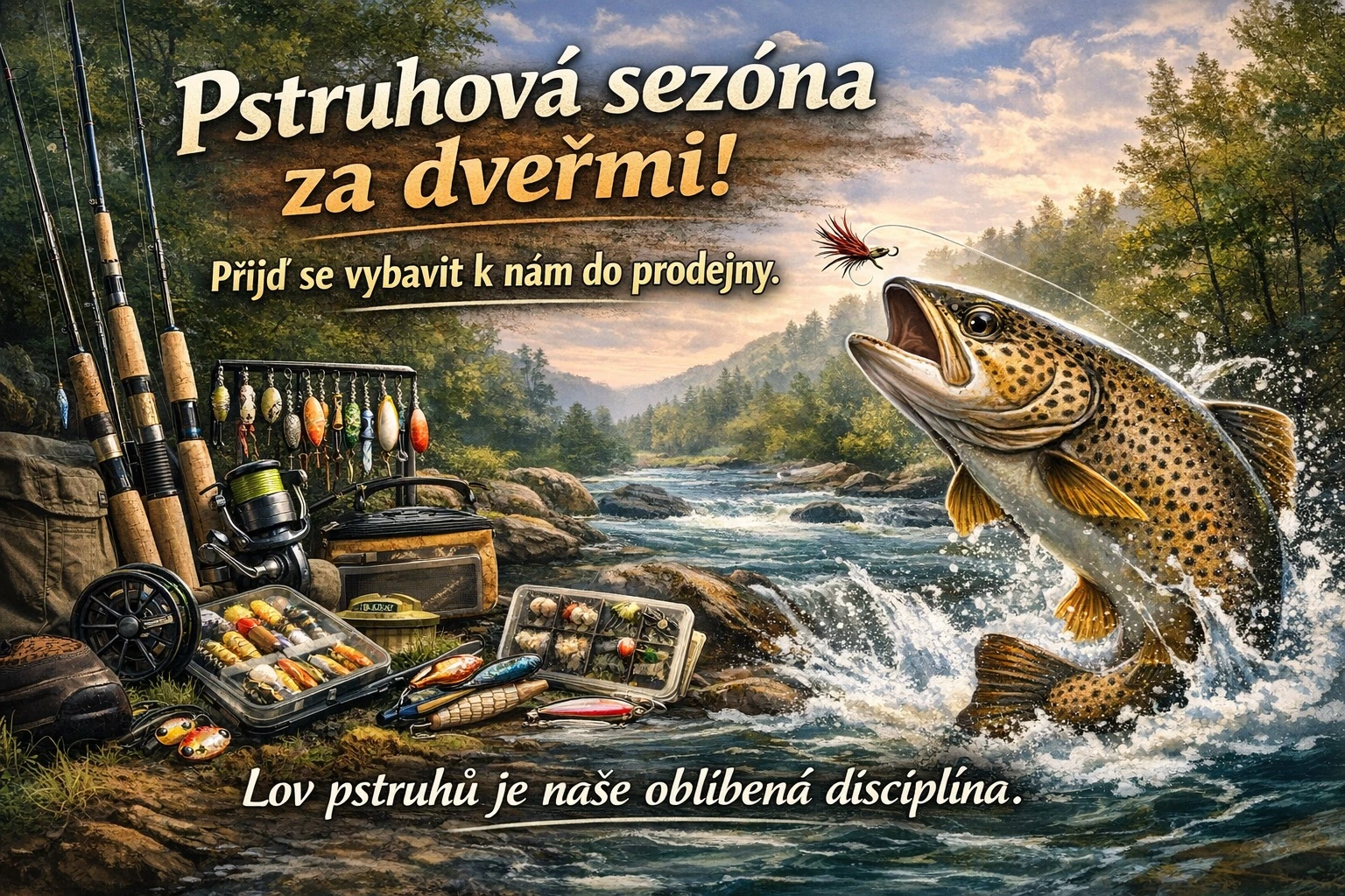 Vybavení na pstruhy na jednom místě