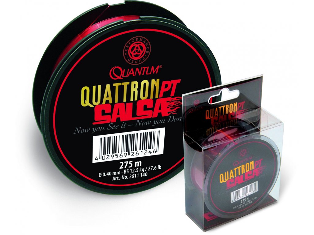 Quantum Ø 0,35mm Quattron Salsa D: 275m 10,50kg / 23,10lbs transparentní červená