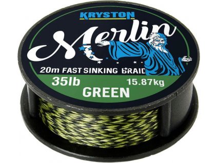 Kryston pletené šňůrky - Merlin fast sinking braid zelený 20m