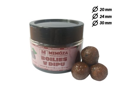 Mimóza Dipované boilies Moruše Průměr: 30 mm balení 500 ml