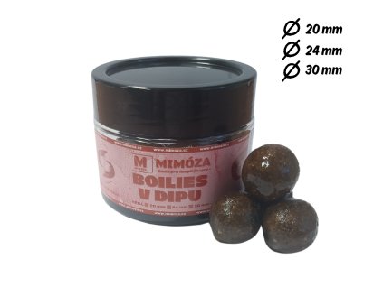 Mimóza Dipované boilies Krill Průměr: 30 mm balení 500 ml