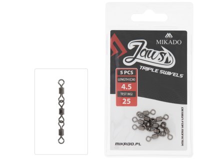 Obratlík - Jaws triple swivels - 25kg - 5 ks