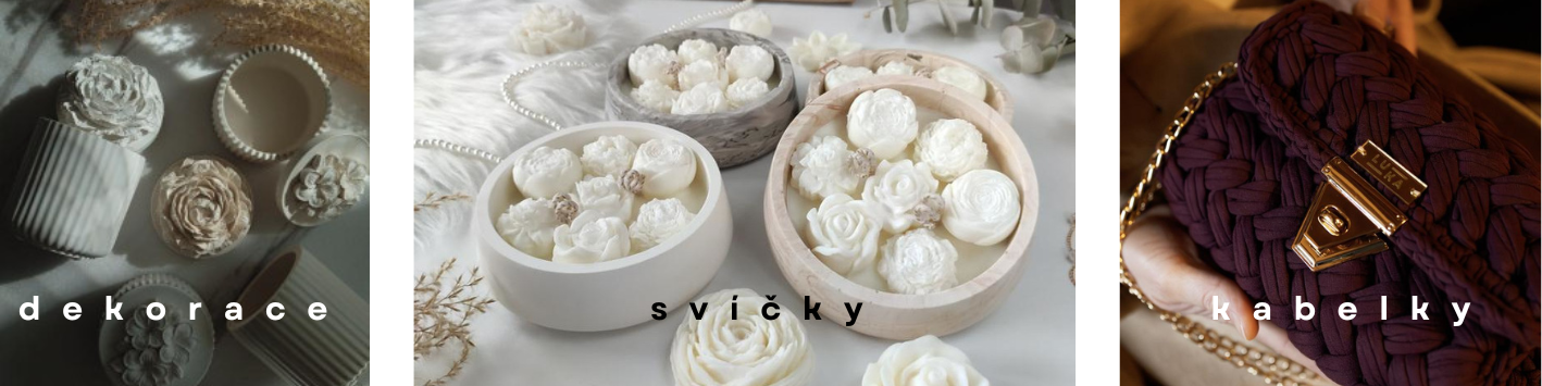 bytové dekorace, sójové svíčky, designové kabelky