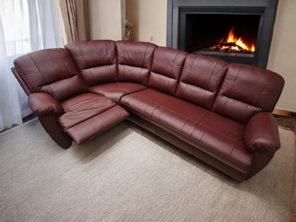 Sedací souprava Tanja v pravé hovězí kůži vínová