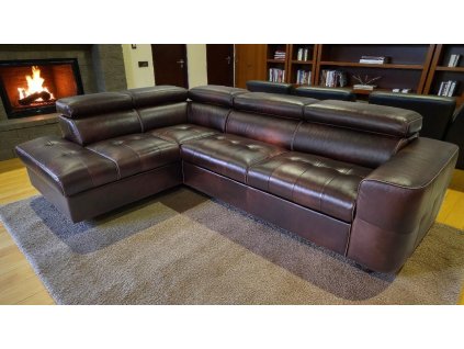 Rohová sestava v pravé hovězí kůži, melírovaná Malibu