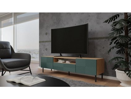TV stolek Karis 160-K dub artisan/zelená