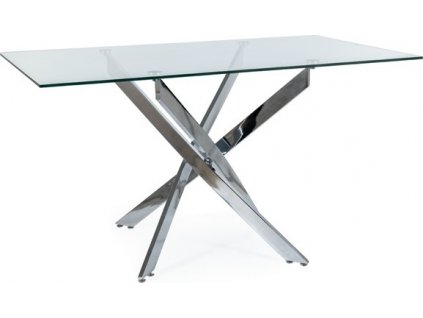 TRENDY AGIS II  - jídelní stůl 140, sklo čiré tvrzené / nohy CHROM(S) (AGISIICH140=2BALÍKY)(K150-E)