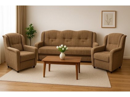 Sedací souprava Ušák 3f+1+1 Lucia hnědá