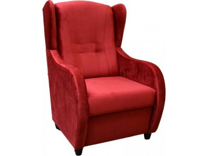 Relaxační křeslo ušák René Mexa Velvet 590 vínové