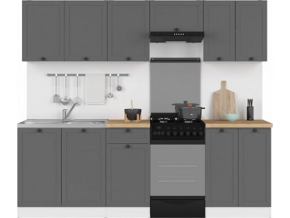 kuch.JUNONA MODUL VERZE2 BBL RAMKA 2,3 (BI/GF) bílá/grafit (BEZ PRAC. DESKY)