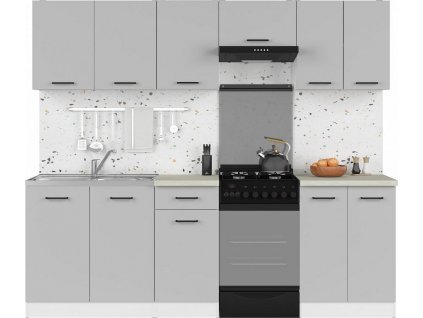 kuch.JUNONA MODUL VERZE2 BBL TAFLA 2,3 (BI/JSZP) bílá/světle šedý lesk (BEZ PRAC. DESKY)