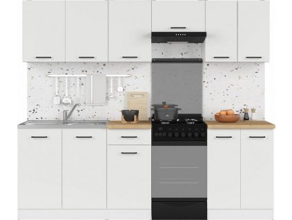 kuch.JUNONA MODUL VERZE2 BBL TAFLA 2,3 (BI/KRP) bílá/křída bílá lesk (BEZ PRAC. DESKY)