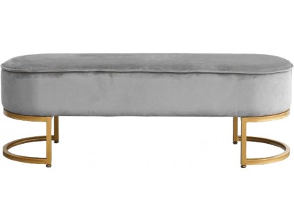 Designová lavice, šedá Velvet látka/gold chrom-zlatý, MIRILA NEW