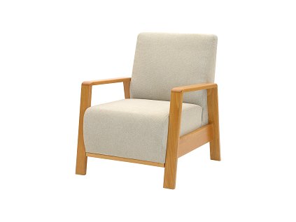 MELÁNIE RETRO - křeslo  dřevěné područe - látka SVĚTLE BÉŽOVÁ PW 03/ dřevo BUK (Mania RETRO-bez prošití)kolekce "FN" (K250)
