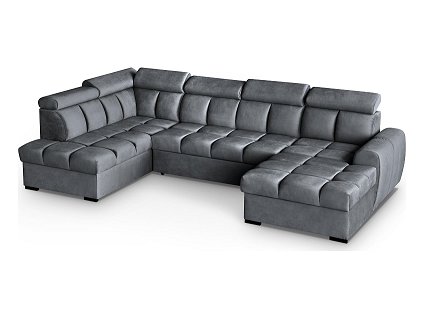 GEMMA U -PRAVÁ sedací souprava - látka TMAVĚ ŠEDÁ Bluvel 14 (GOMEZ - U ) - kolekce "MRS" (K250-E)NOVINKA